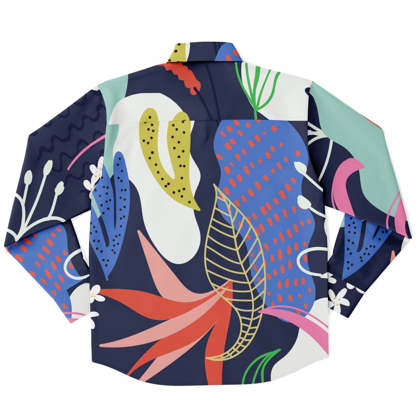 Floral Garden Hand Drawing Long Sleeve Button Down Shirt - AOP