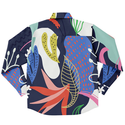 Floral Garden Hand Drawing Long Sleeve Button Down Shirt - AOP