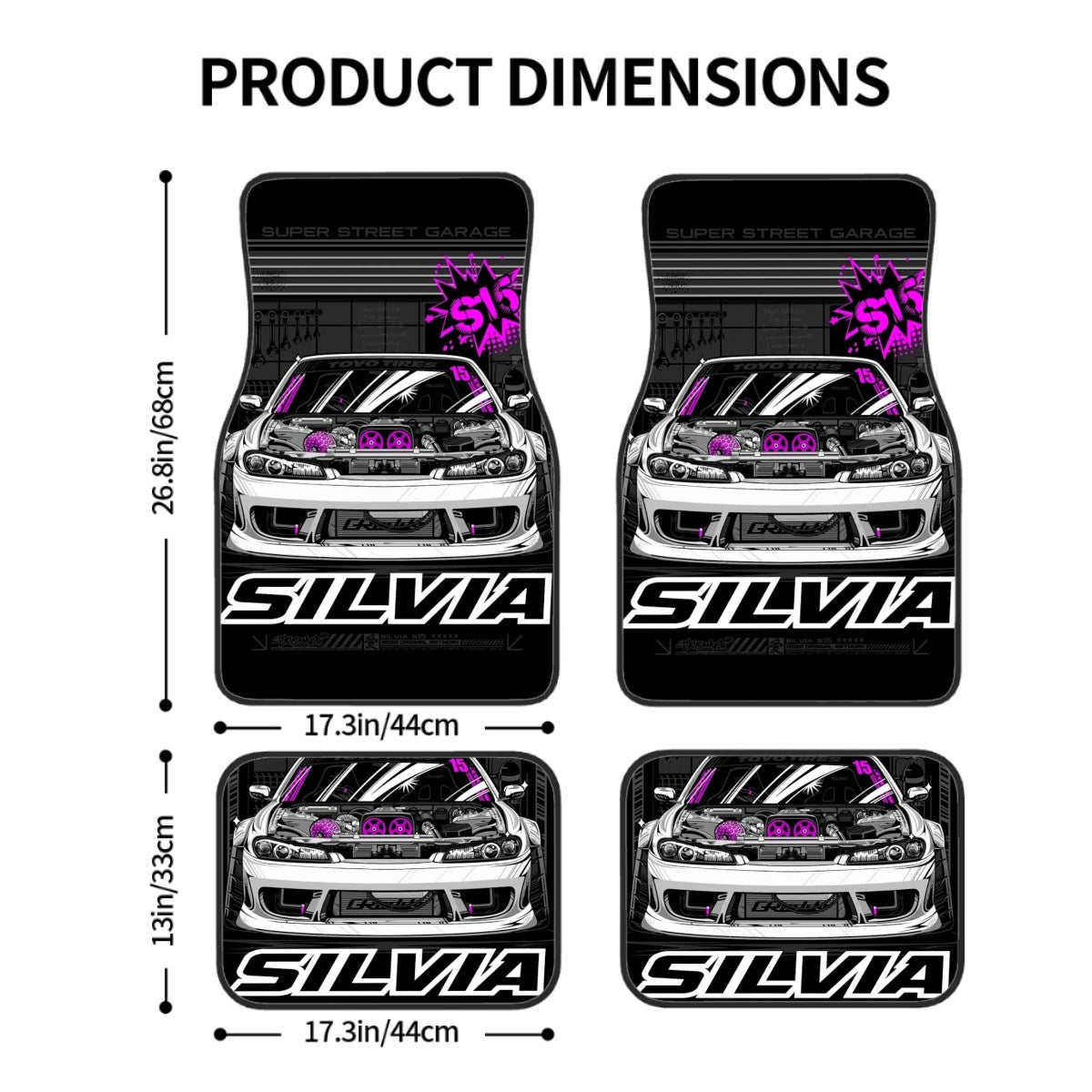 Silvia Illustration Automotive Floor Mats
