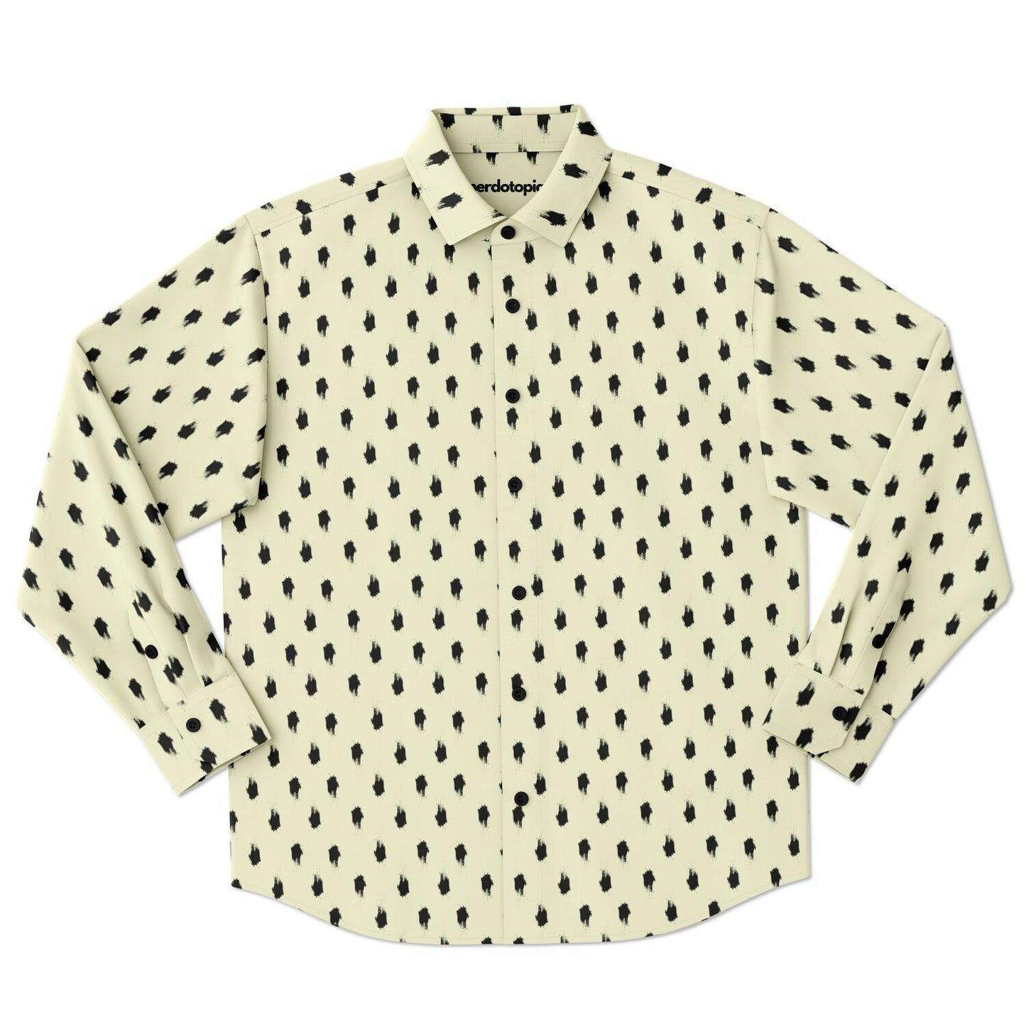 Brushstroke Pattern Long Sleeve Button Down Shirt - AOP