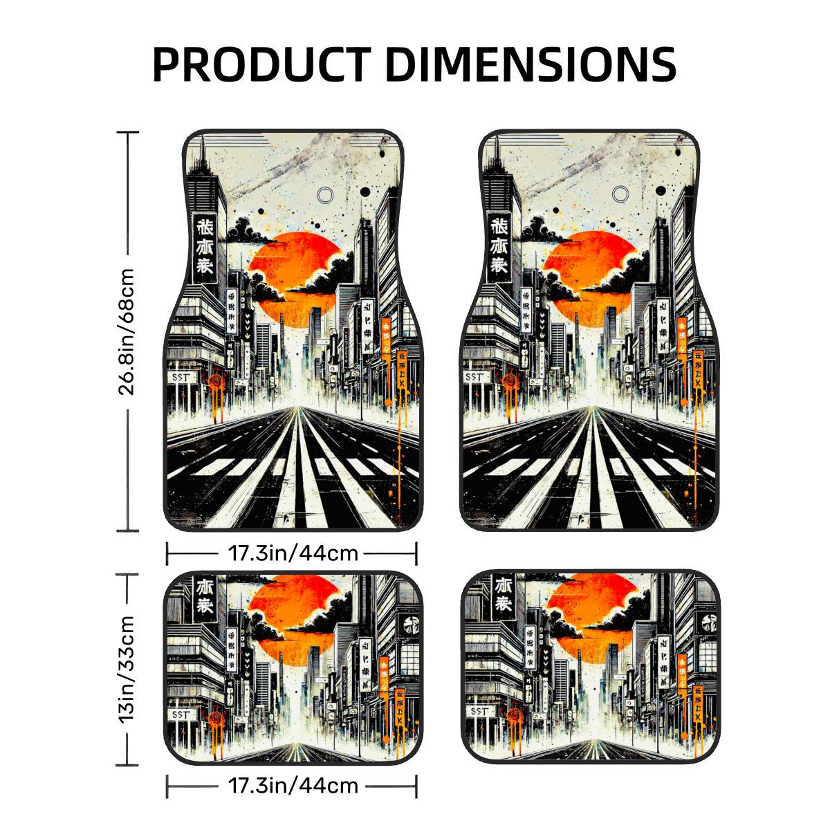 City Skyline Artwork Automotive Floor Mats