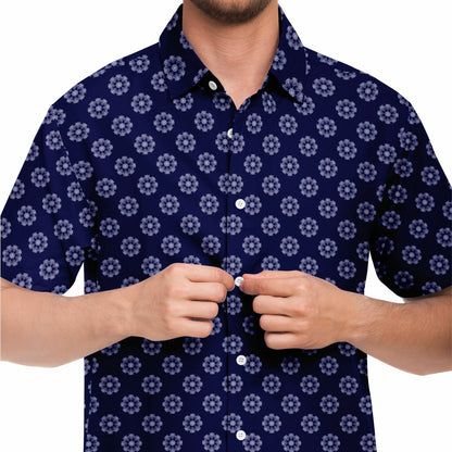 Geometric Circle Pattern Short Sleeve Button Down Shirt - AOP