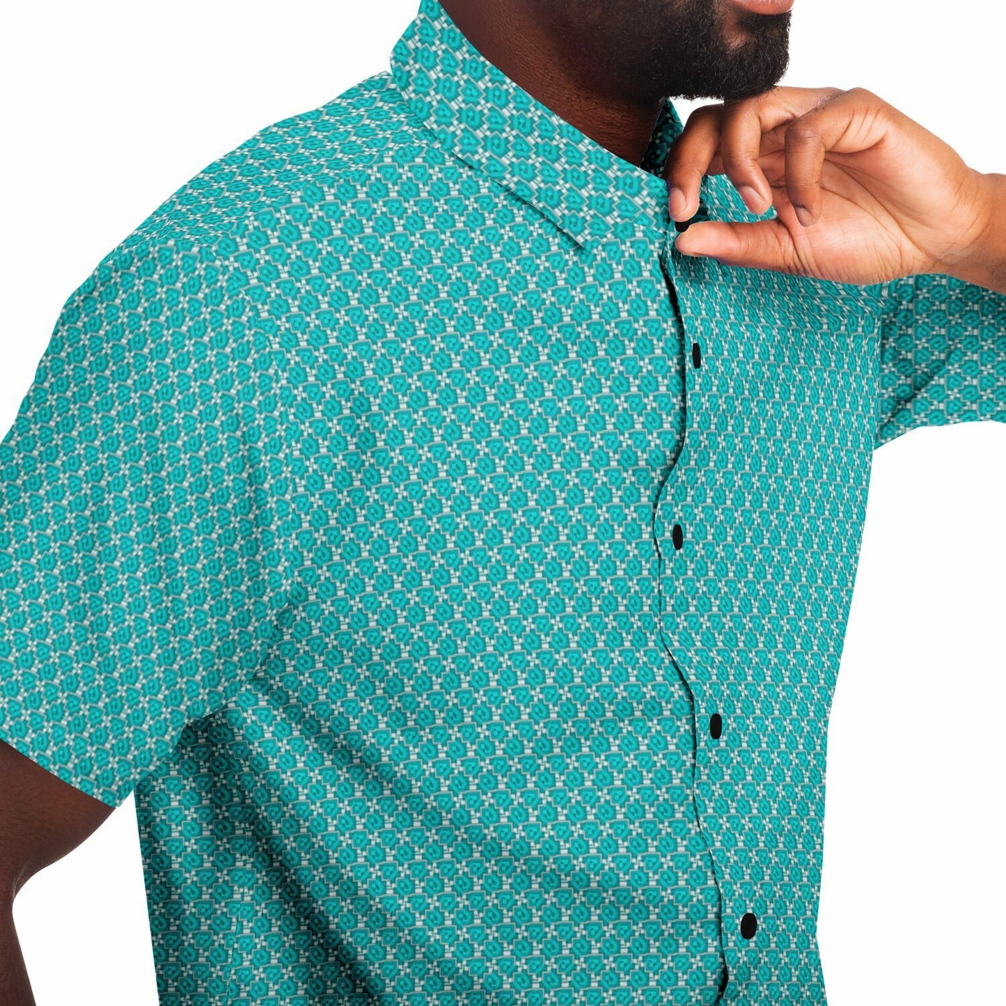 Seamless Minimalist Pattern Short Sleeve Button Down Shirt - AOP