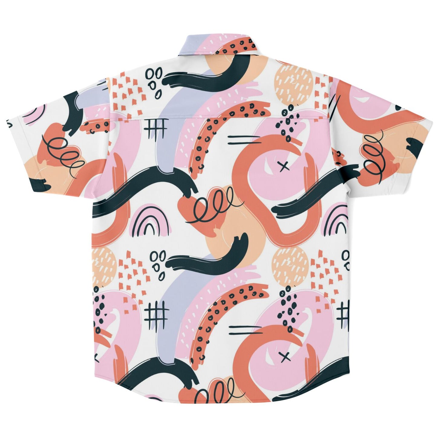 Abstract Art Hand Drawn Short Sleeve Button Down Shirt - AOP
