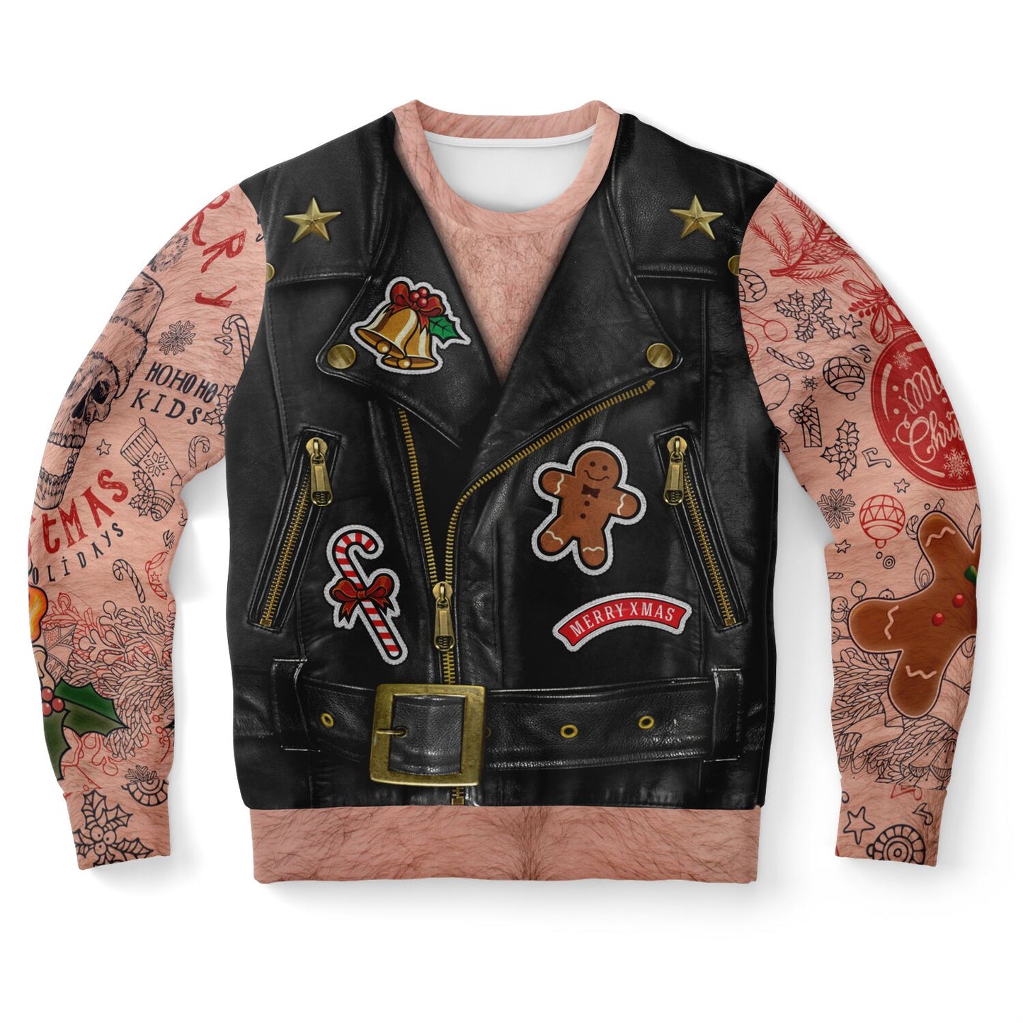 Sons of Santa Biker Leather Jacket Printed Sweatshirt