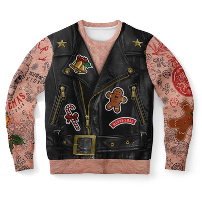 Sons of Santa Biker Leather Jacket Printed Sweatshirt