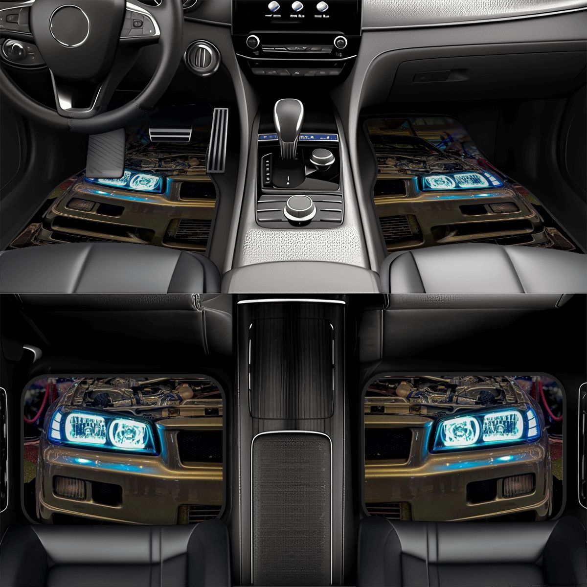 R34 Headlight Focus Automotive Floor Mats