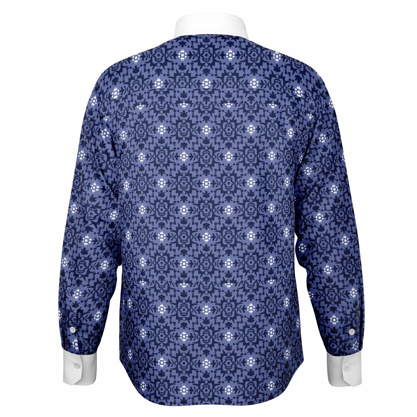 Purple Floral Seamless Pattern Long Sleeve Button Down Shirt - AOP