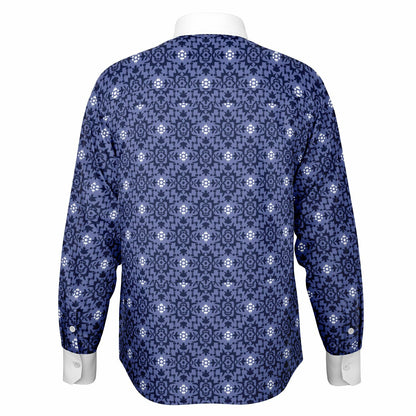 Purple Floral Seamless Pattern Long Sleeve Button Down Shirt - AOP