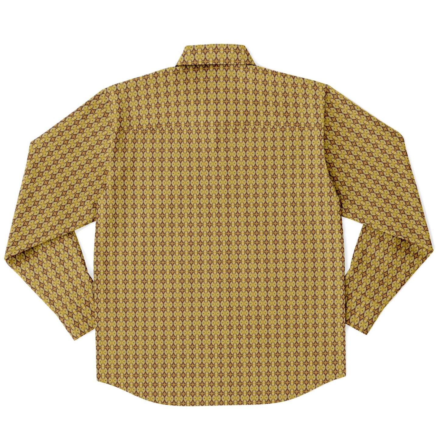 Unique Golden Pattern Long Sleeve Button Down Shirt - AOP