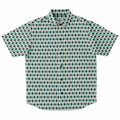 Tile Pattern Short Sleeve Button Down Shirt - AOP