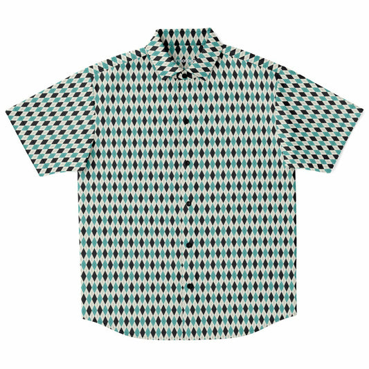 Tile Pattern Short Sleeve Button Down Shirt - AOP