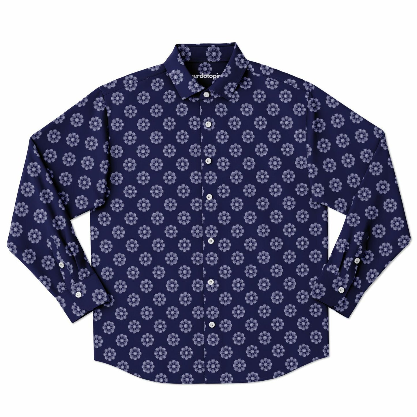 Seamless Circle Pattern Long Sleeve Button Down Shirt - AOP