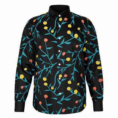 Tropical Pattern Long Sleeve Button Down Shirt - AOP