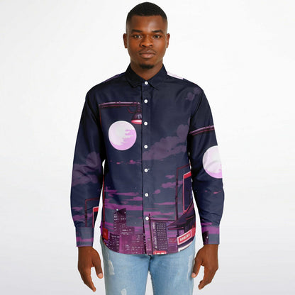 AE86 Illustration Long Sleeve Button Down Shirt - AOP