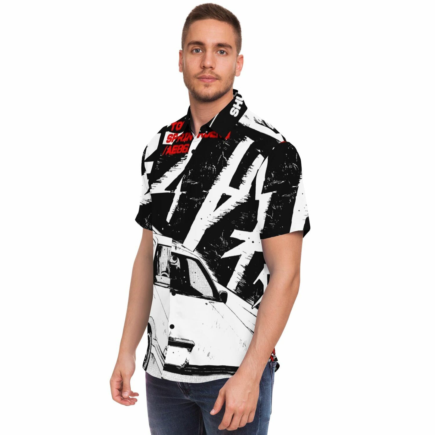 Initial D Trueno Art Short Sleeve Button Down Shirt - AOP