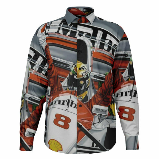 F1 Win Poster Long Sleeve Button Down Shirt - AOP