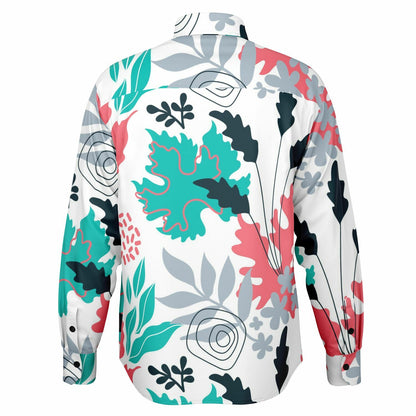 Floral Artwork Long Sleeve Button Down Shirt - AOP