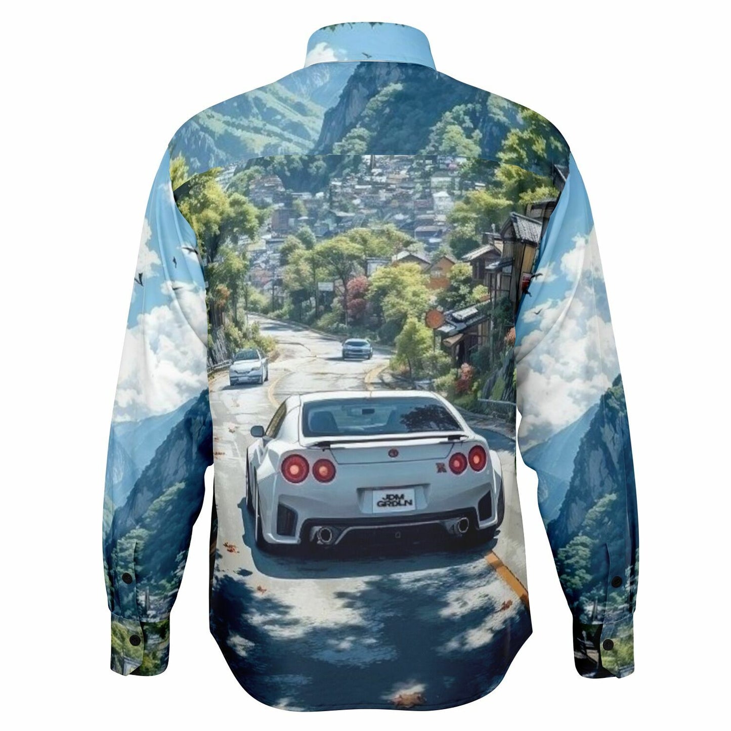 GTR in Japanese Mountain Long Sleeve Button Down Shirt - AOP