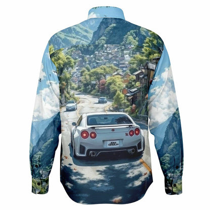GTR in Japanese Mountain Long Sleeve Button Down Shirt - AOP