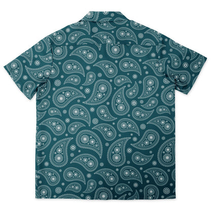 Paisley Pattern Spread Collar Short Sleeve Shirt