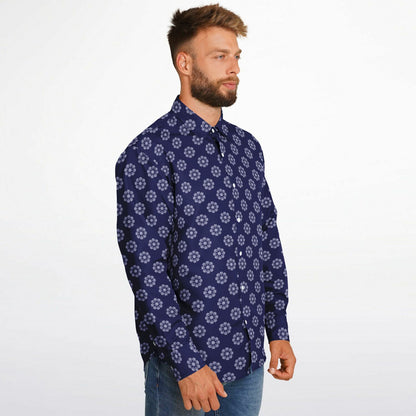 Seamless Circle Pattern Long Sleeve Button Down Shirt - AOP