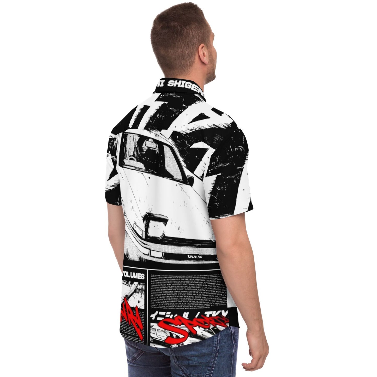 Initial D Trueno Art Short Sleeve Button Down Shirt - AOP