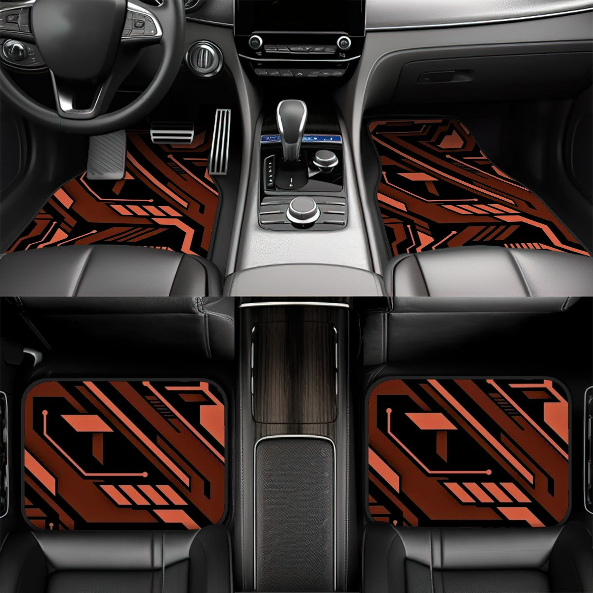 Cyberpunk Inspired Pattern Automotive Floor Mats