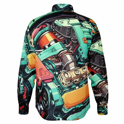 Engine illustration Long Sleeve Button Down Shirt - AOP