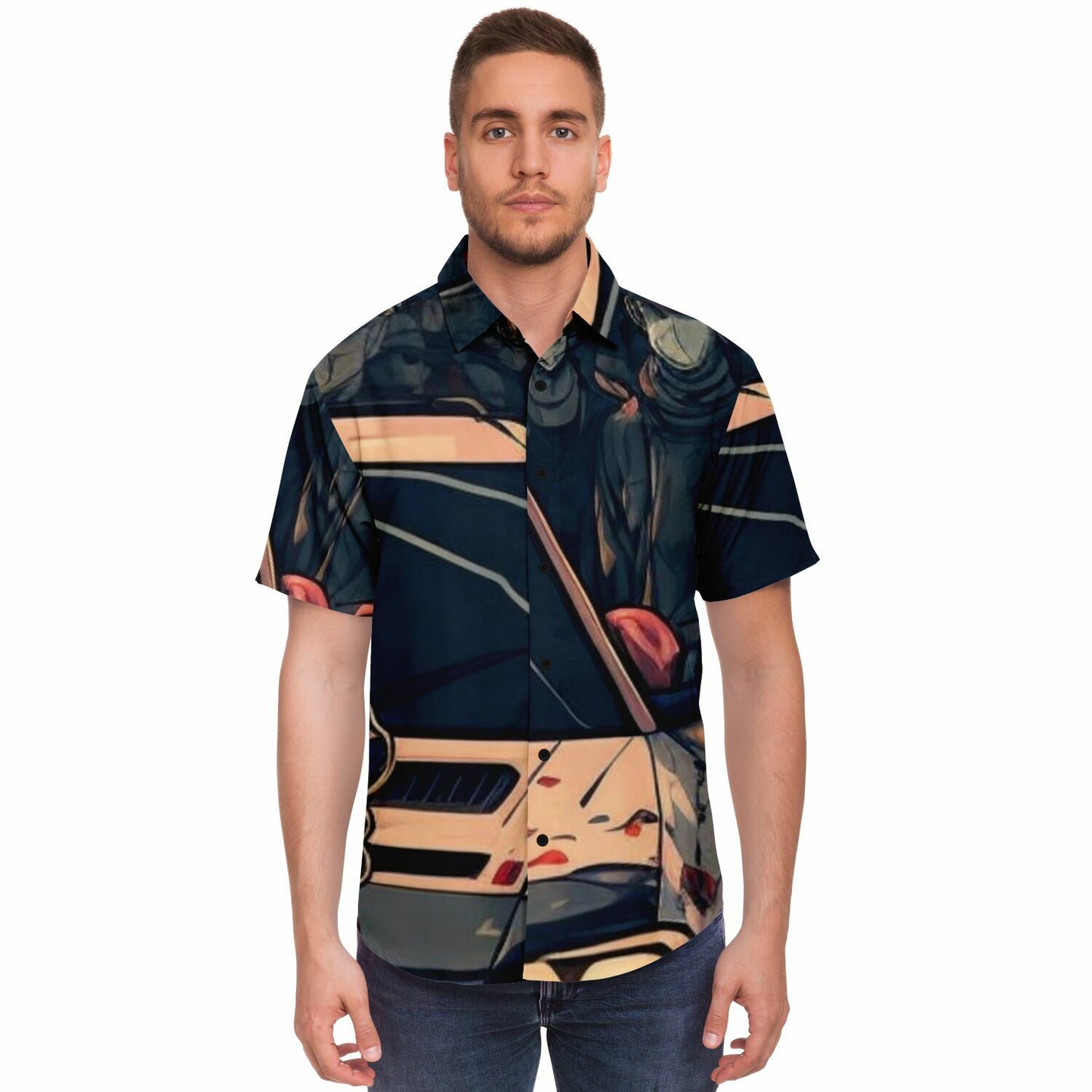 Japanese Illustration JDM Art Short Sleeve Button Down Shirt - AOP