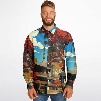 Turbo S Illustration Art Long Sleeve Button Down Shirt - AOP
