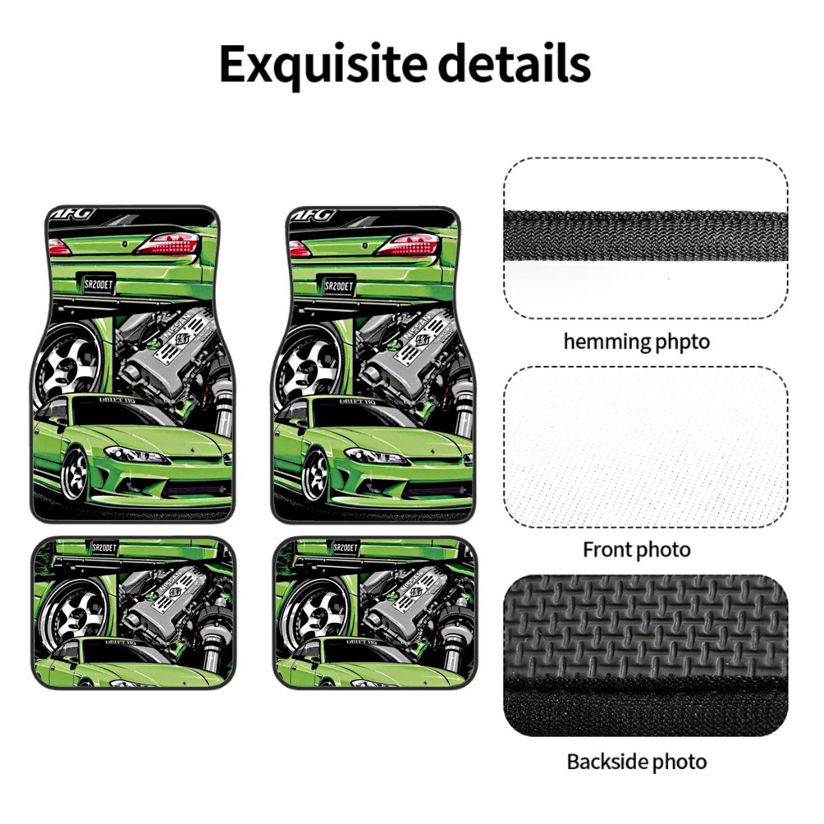 Green Silvia Illustration Automotive Floor Mats