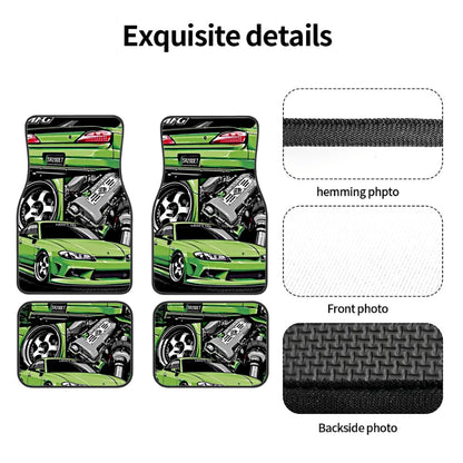 Green Silvia Illustration Automotive Floor Mats