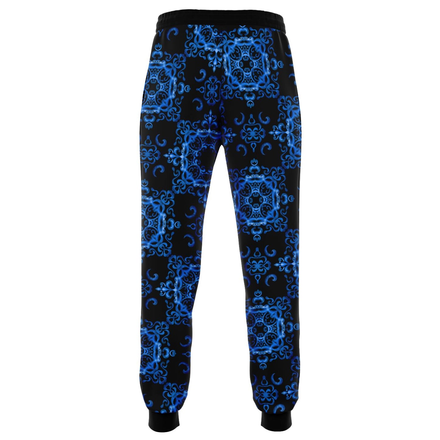 Blue haze pattern sweatpants ghost mockup from the back.