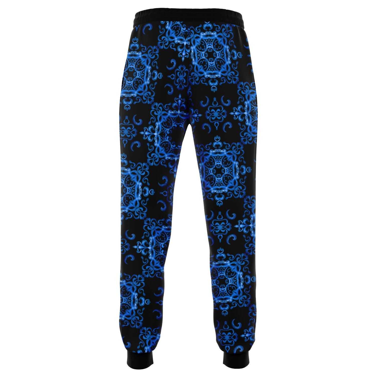 Blue haze pattern sweatpants ghost mockup from the back.
