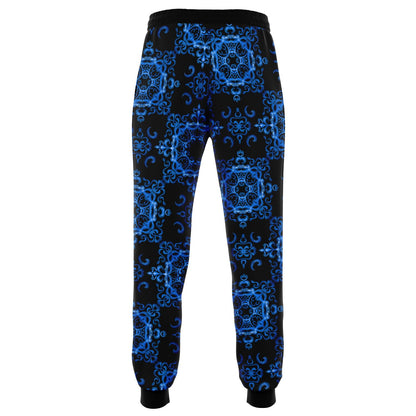 Blue haze pattern sweatpants ghost mockup from the back.