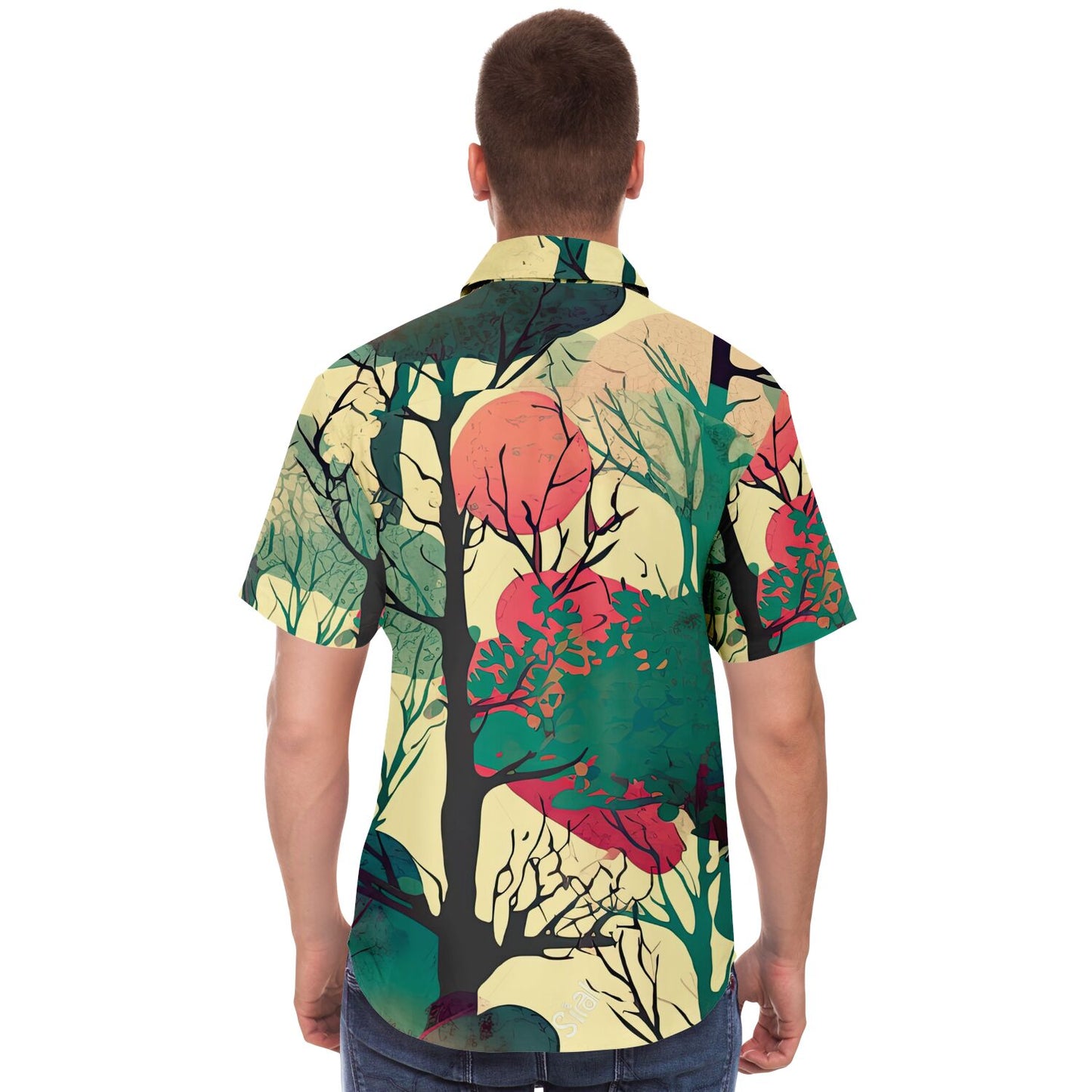 Forest Trees in Autumn Short Sleeve Button Down Shirt - AOP