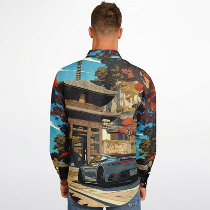 Turbo S Illustration Art Long Sleeve Button Down Shirt - AOP