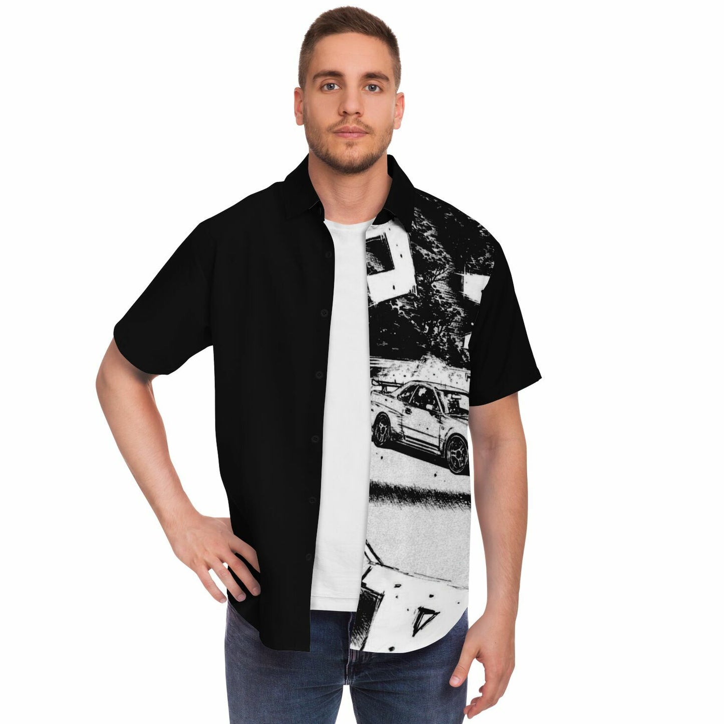 BW JDM Art Short Sleeve Button Down Shirt - AOP