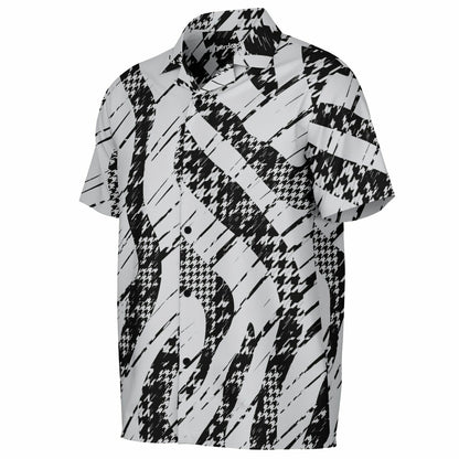 B&W Abstract Spread Collar Short Sleeve Shirt