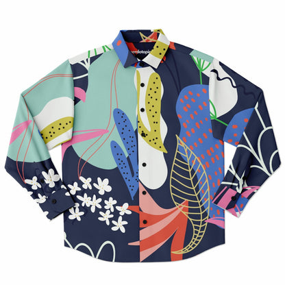 Floral Garden Hand Drawing Long Sleeve Button Down Shirt - AOP