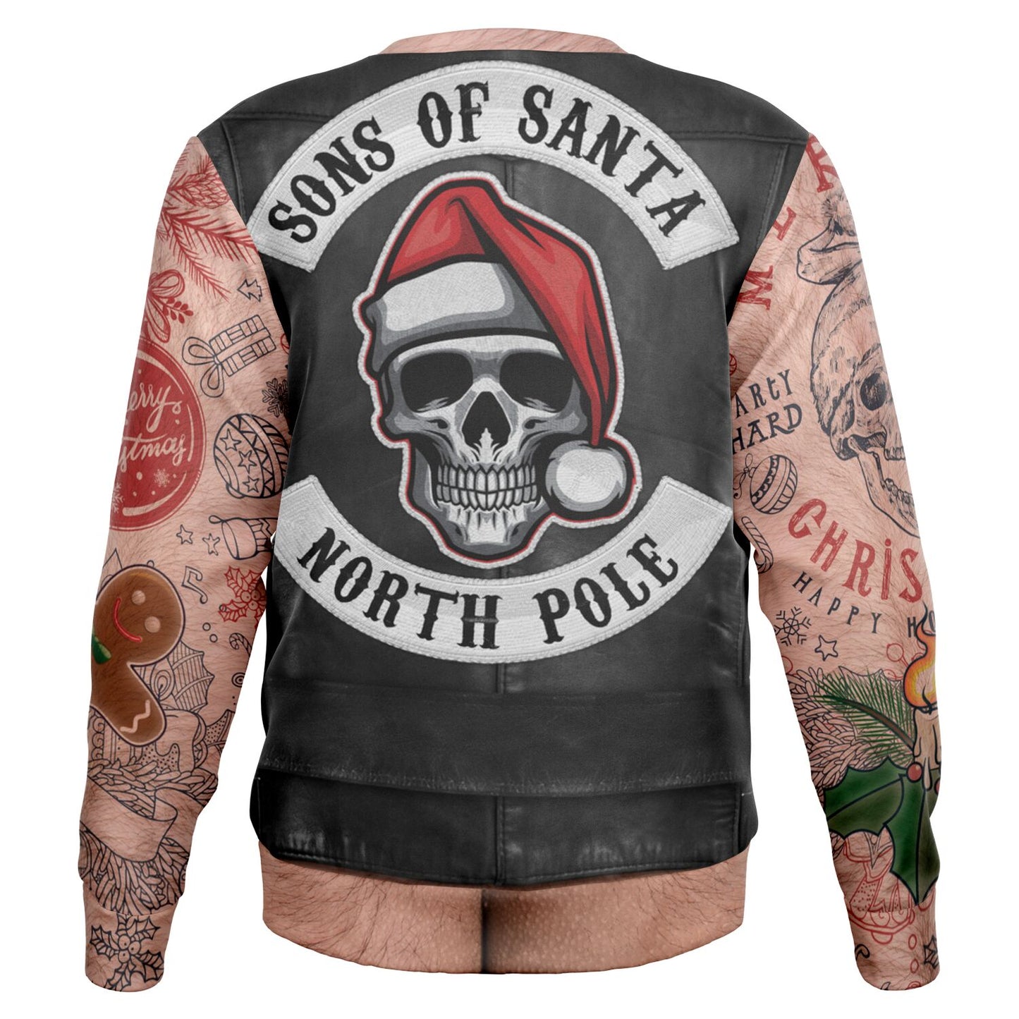 Sons of Santa Biker Leather Jacket Printed Sweatshirt