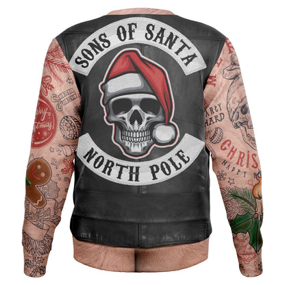 Sons of Santa Biker Leather Jacket Printed Sweatshirt