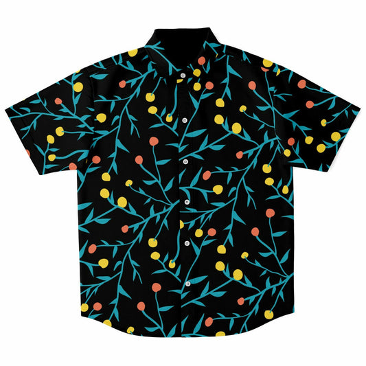 Tropical Pattern Short Sleeve Button Down Shirt - AOP