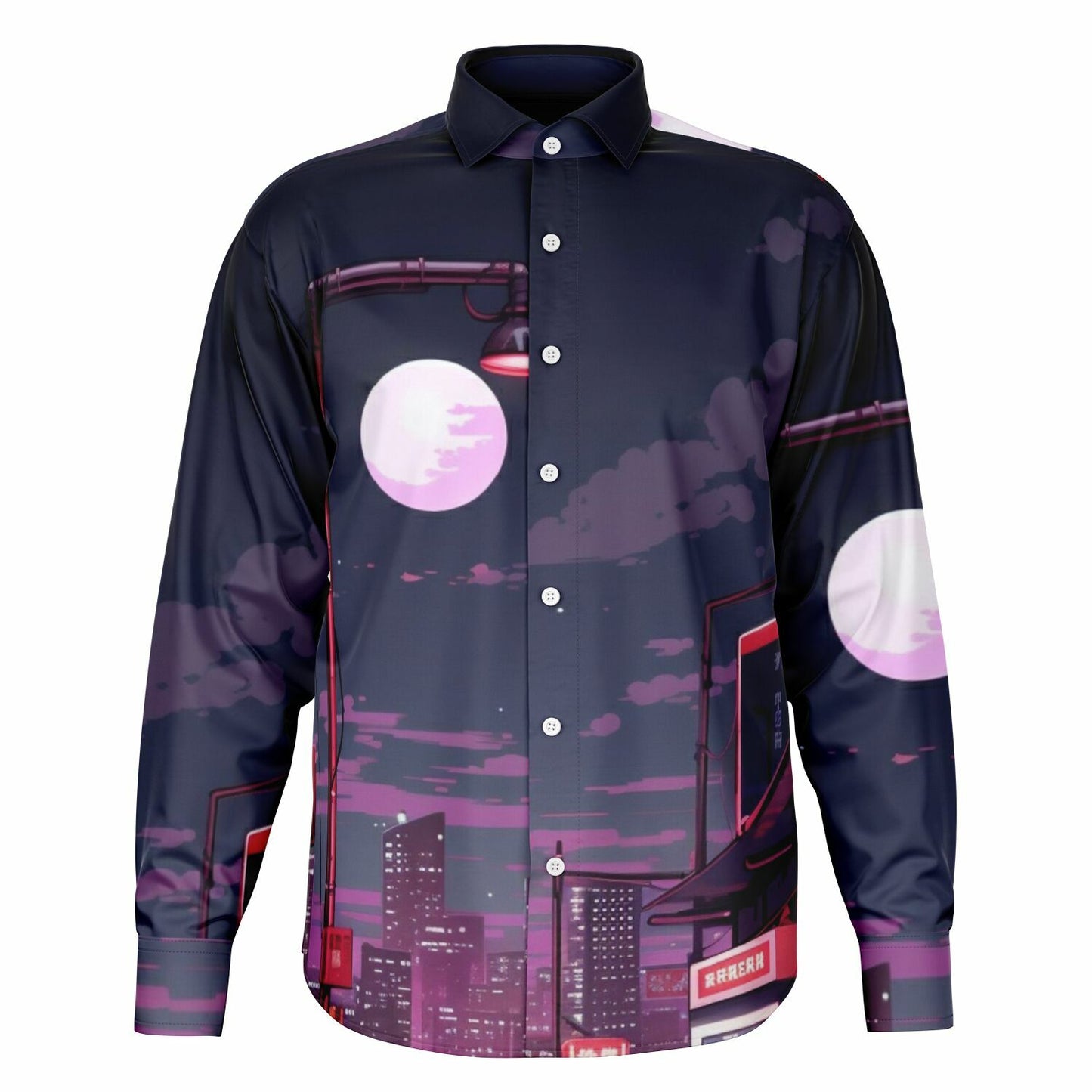 AE86 Illustration Long Sleeve Button Down Shirt - AOP