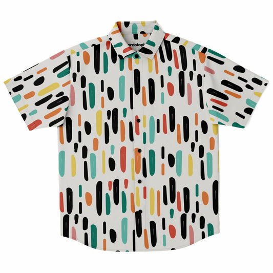 Colored Brush Strokes Abstract Short Sleeve Button Down Shirt - AOP