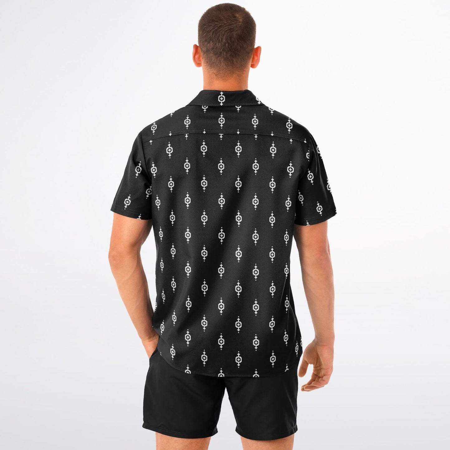 Minimalistic Seamless Pattern Spread Collar Shirt