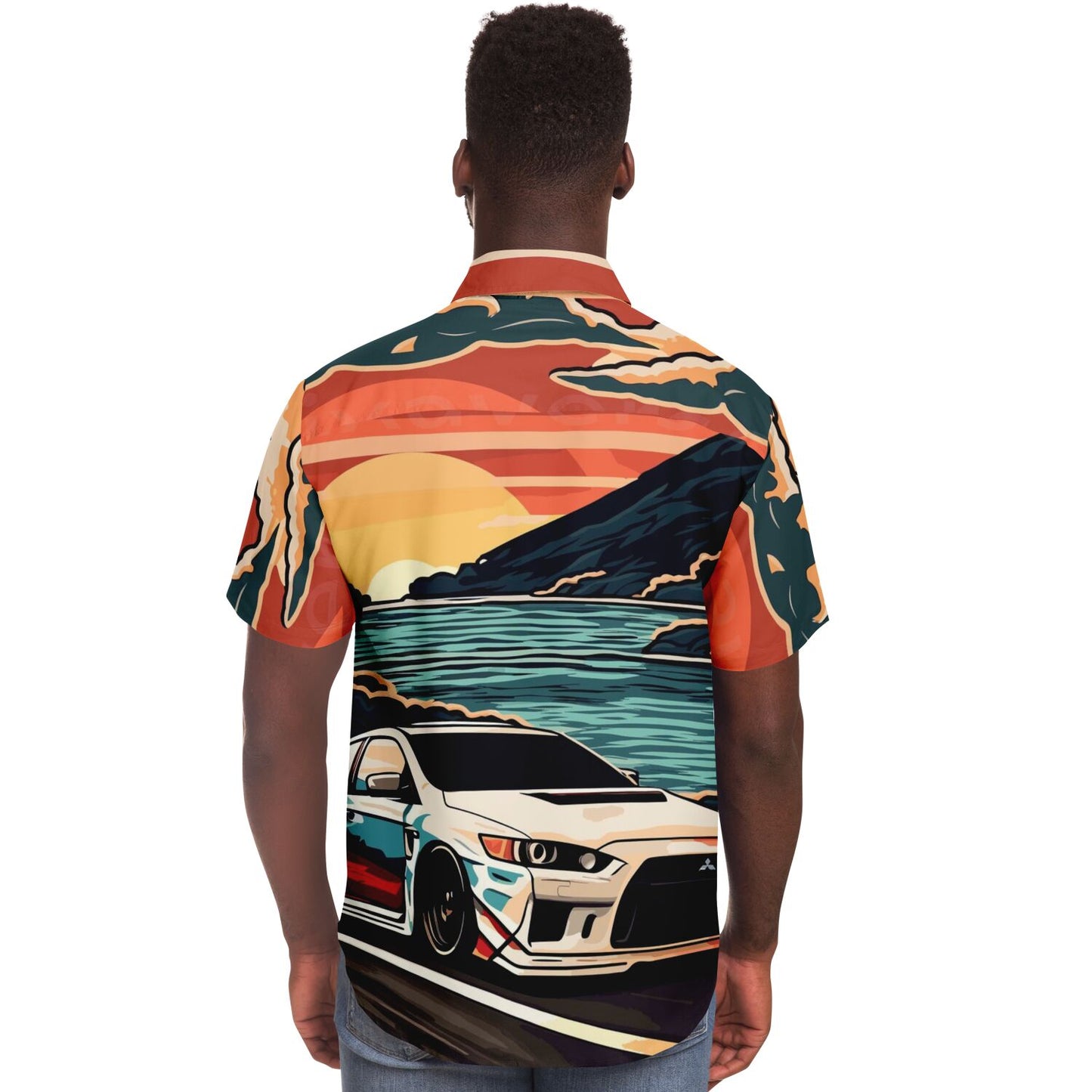 Evo X Illustration Short Sleeve Button Down Shirt - AOP