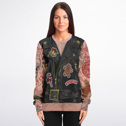 Sons of Santa Biker Leather Jacket Printed Sweatshirt