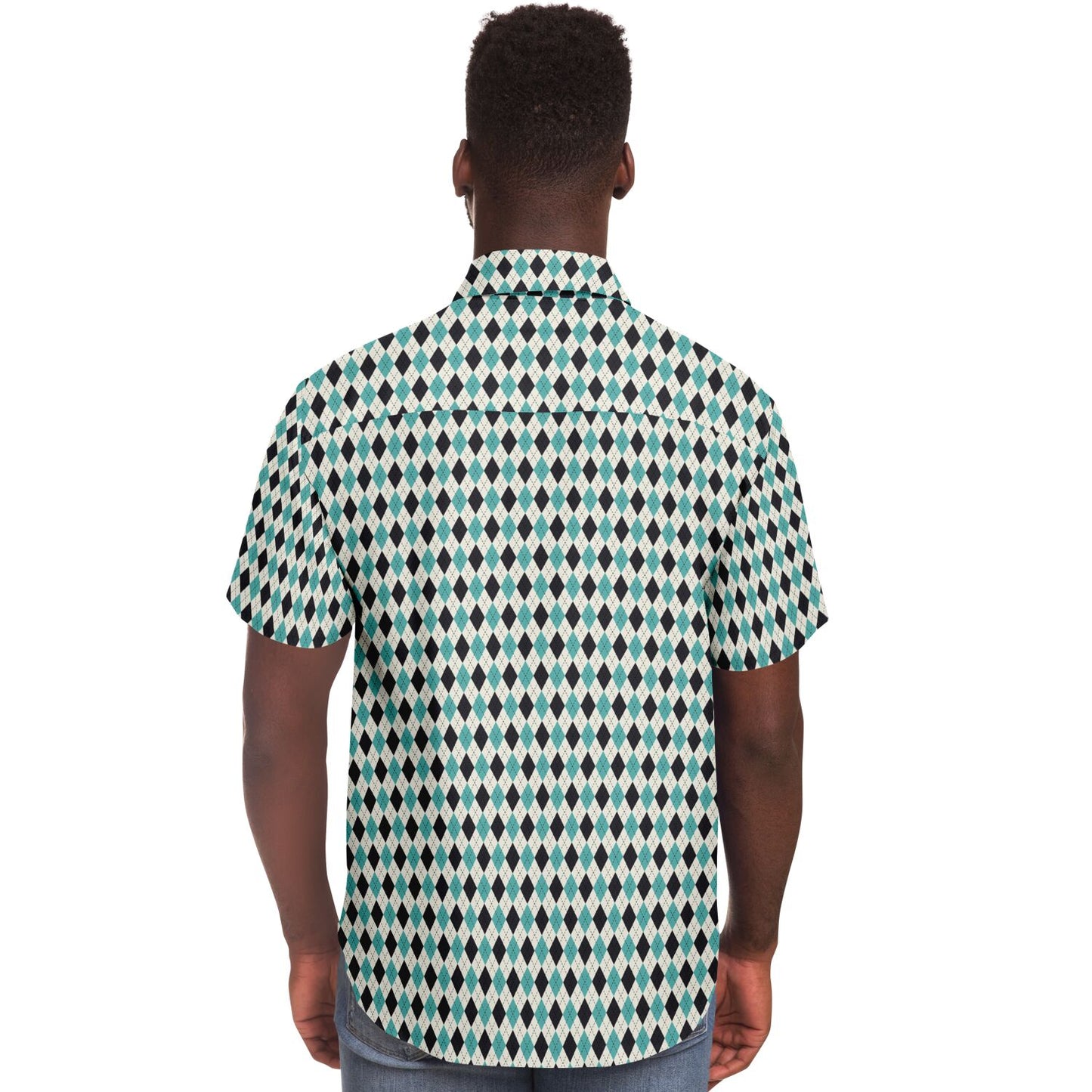 Tile Pattern Short Sleeve Button Down Shirt - AOP